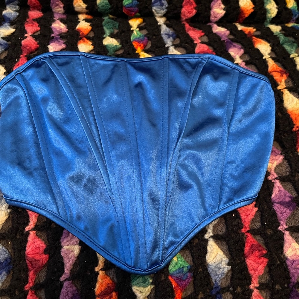 Daisy Corsets Blue Satin Crop Top